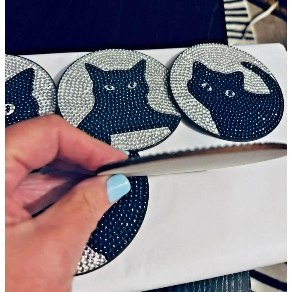 Diamond‎ Art - Cat Coasters (8) with holder